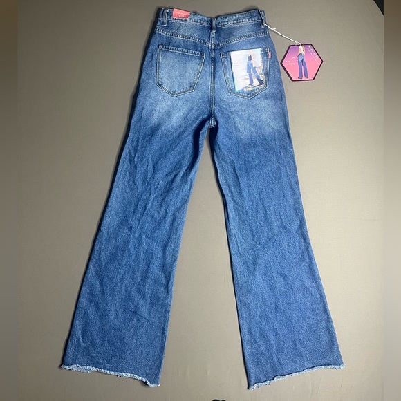 Vibe & Rant Denim High Rise Ripped Wide Leg Flare Jeans - Picture 7 of 16